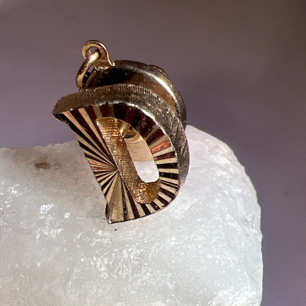 Vintage D Initial Gold Tone Tie Pin Diamond Cut